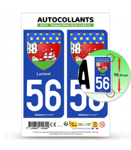 56 Lorient - Armoiries | Autocollant plaque immatriculation