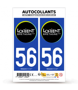 56 Lorient - Bretagne Sud | Autocollant plaque immatriculation