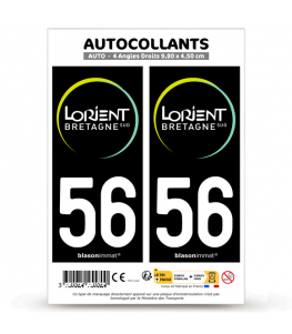 56 Lorient - Bretagne Sud | Autocollant plaque immatriculation