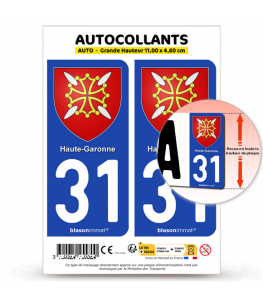 31 Haute-Garonne - Armoiries | Autocollant plaque immatriculation