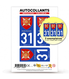 31 Haute-Garonne - Armoiries | Autocollant plaque immatriculation