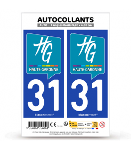 31 Haute-Garonne - Département | Autocollant plaque immatriculation