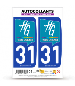 31 Haute-Garonne - Département | Autocollant plaque immatriculation