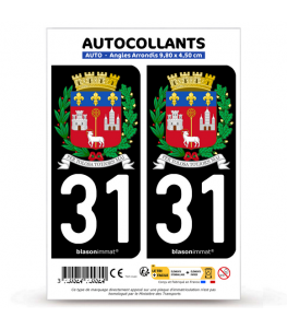 31 Toulouse - Armoiries | Autocollant plaque immatriculation