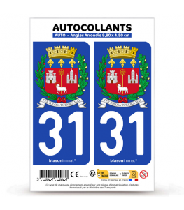 31 Toulouse - Armoiries | Autocollant plaque immatriculation