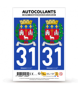 31 Toulouse - Armoiries | Autocollant plaque immatriculation