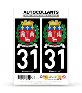 31 Toulouse - Armoiries | Autocollant plaque immatriculation