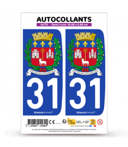 31 Toulouse - Armoiries | Autocollant plaque immatriculation