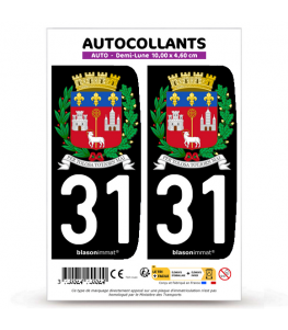 31 Toulouse - Armoiries | Autocollant plaque immatriculation