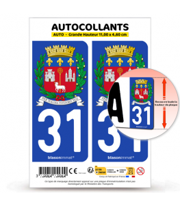 31 Toulouse - Armoiries | Autocollant plaque immatriculation