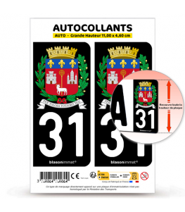 31 Toulouse - Armoiries | Autocollant plaque immatriculation