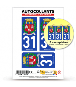 31 Toulouse - Armoiries | Autocollant plaque immatriculation