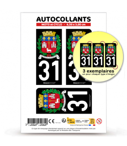 31 Toulouse - Armoiries | Autocollant plaque immatriculation