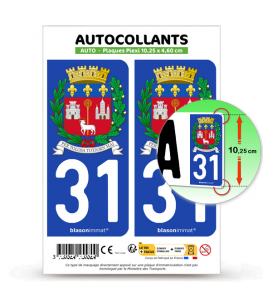 31 Toulouse - Armoiries | Autocollant plaque immatriculation