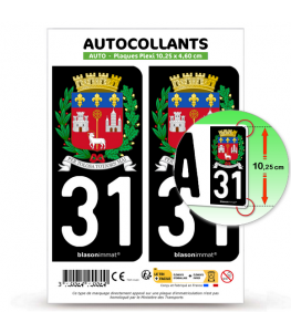 31 Toulouse - Armoiries | Autocollant plaque immatriculation