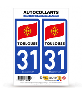 31 Toulouse - Ville | Autocollant plaque immatriculation