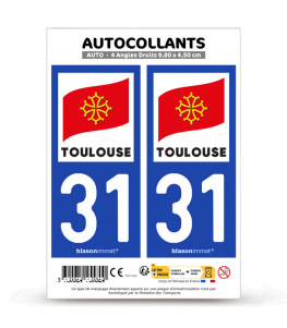 31 Toulouse - Ville | Autocollant plaque immatriculation