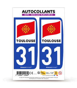 31 Toulouse - Ville | Autocollant plaque immatriculation