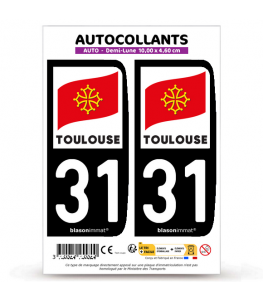 31 Toulouse - Ville | Autocollant plaque immatriculation