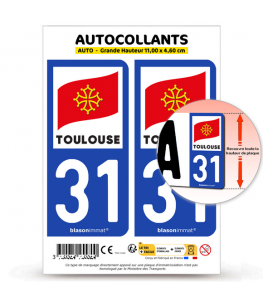 31 Toulouse - Ville | Autocollant plaque immatriculation