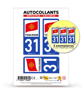 31 Toulouse - Ville | Autocollant plaque immatriculation