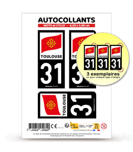 31 Toulouse - Ville | Autocollant plaque immatriculation