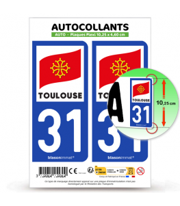 31 Toulouse - Ville | Autocollant plaque immatriculation