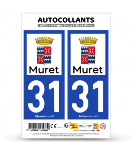 31 Muret - Ville | Autocollant plaque immatriculation