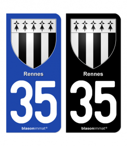 35 Rennes - Armoiries | Autocollant plaque immatriculation