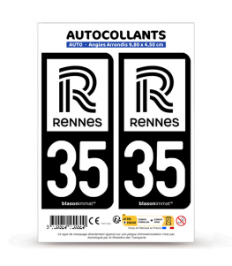 35 Rennes - Ville | Autocollant plaque immatriculation