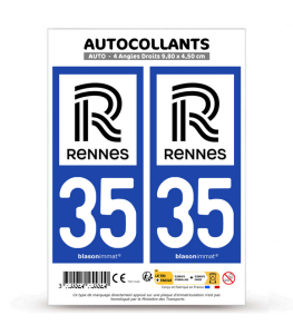 35 Rennes - Ville | Autocollant plaque immatriculation