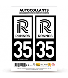 35 Rennes - Ville | Autocollant plaque immatriculation