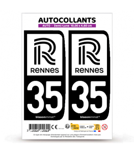 35 Rennes - Ville | Autocollant plaque immatriculation