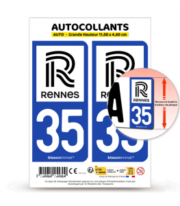 35 Rennes - Ville | Autocollant plaque immatriculation