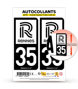 35 Rennes - Ville | Autocollant plaque immatriculation