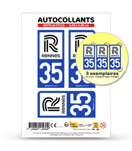 35 Rennes - Ville | Autocollant plaque immatriculation