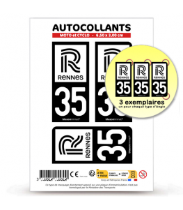 35 Rennes - Ville | Autocollant plaque immatriculation