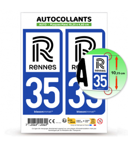 35 Rennes - Ville | Autocollant plaque immatriculation