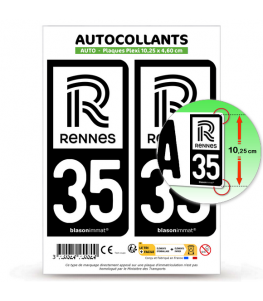 35 Rennes - Ville | Autocollant plaque immatriculation