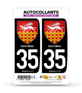 35 Saint-Malo - Armoiries | Autocollant plaque immatriculation