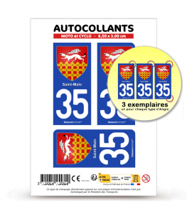 35 Saint-Malo - Armoiries | Autocollant plaque immatriculation