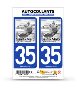 35 Saint-Malo - Corsaire | Autocollant plaque immatriculation