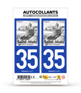 35 Saint-Malo - Corsaire | Autocollant plaque immatriculation