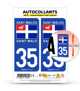 35 Saint-Malo - Drapeau | Autocollant plaque immatriculation