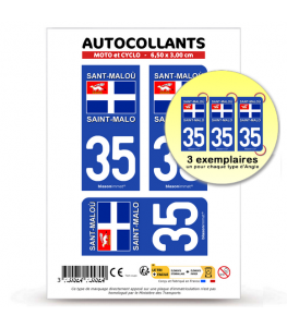 35 Saint-Malo - Drapeau | Autocollant plaque immatriculation