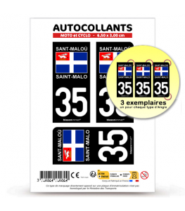 35 Saint-Malo - Drapeau | Autocollant plaque immatriculation