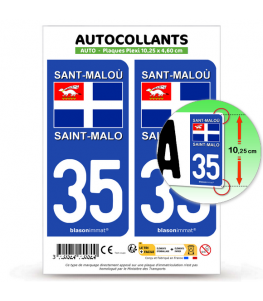 35 Saint-Malo - Drapeau | Autocollant plaque immatriculation