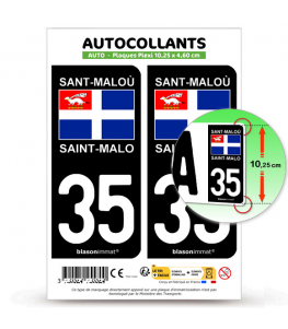 35 Saint-Malo - Drapeau | Autocollant plaque immatriculation