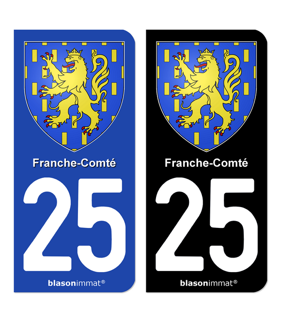 25 Franche-Comté - Armoiries | Autocollant plaque immatriculation