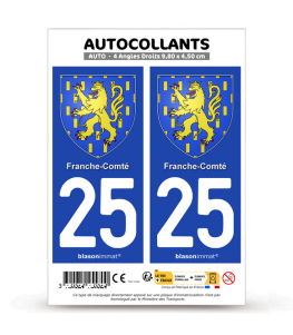 25 Franche-Comté - Armoiries | Autocollant plaque immatriculation